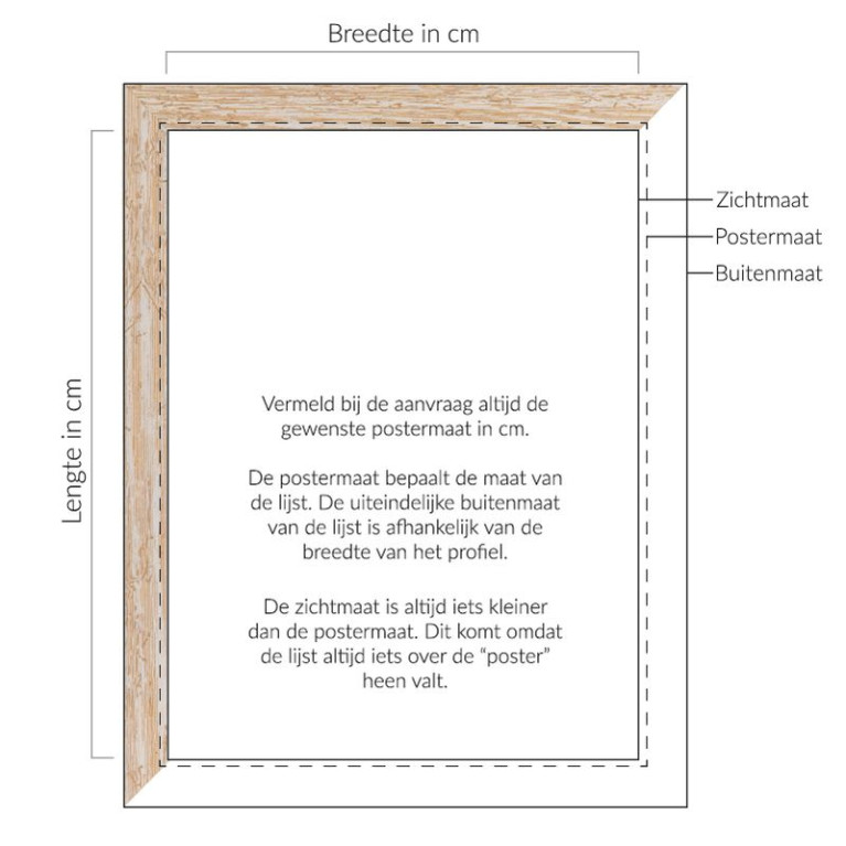 Fotolijst Capella Crème - Maatwerk Calculator - Maatwerk Uitleg