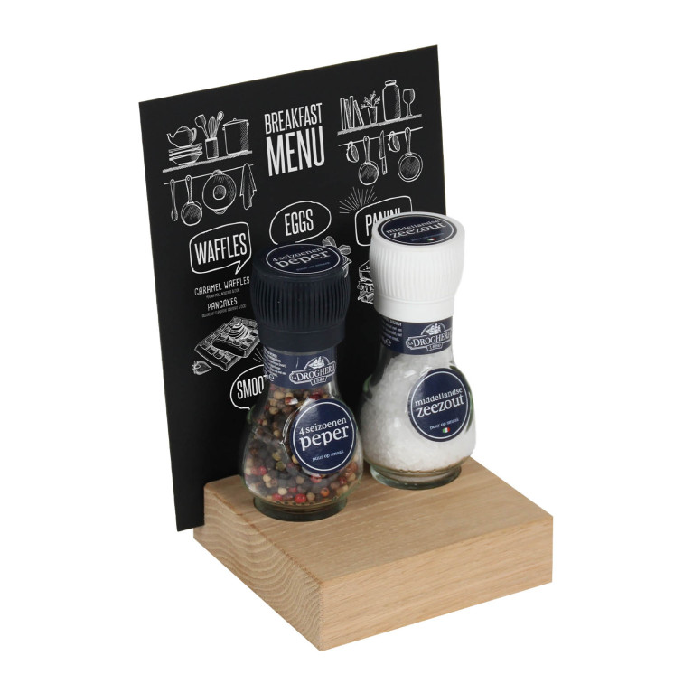 Menukaarthouder BLOC Eiken - Ø 42 mm - La Drogeria peper en zout stel