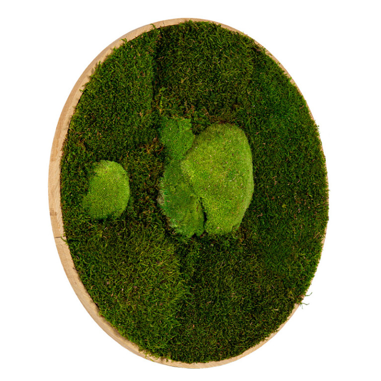 Mos Schilderij Rond 120 cm Ongelakt Eiken Esbjerg - Zijaanzicht