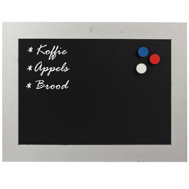 Krijtbord Magnetisch Steigerhout Wit 70x90cm