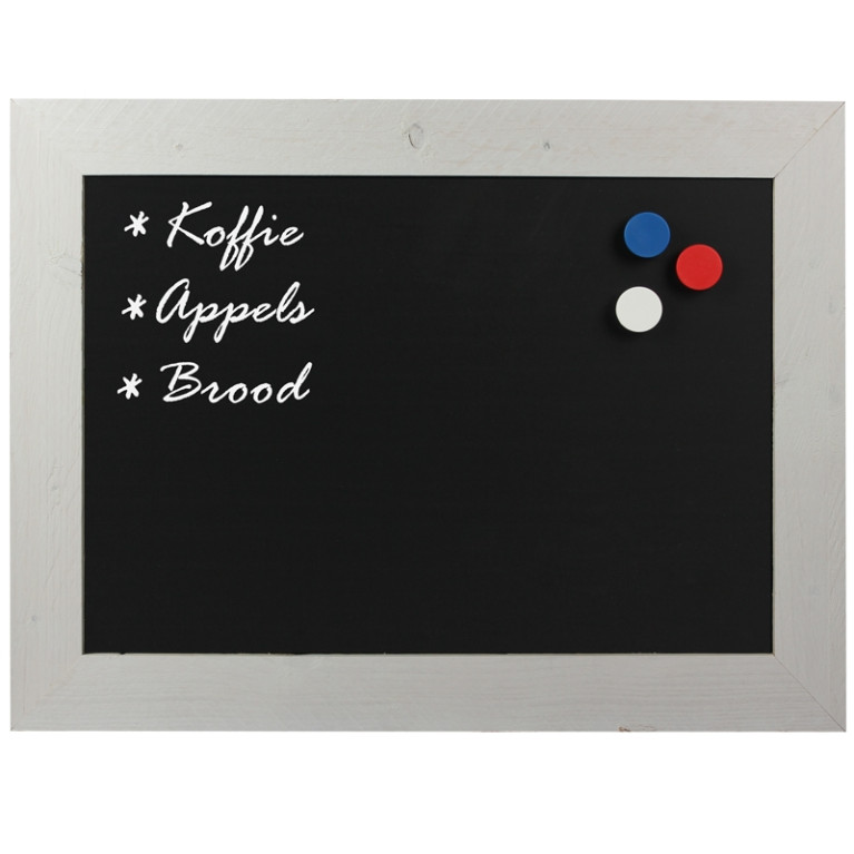 Krijtbord Magnetisch Steigerhout Wit 40x50 cm