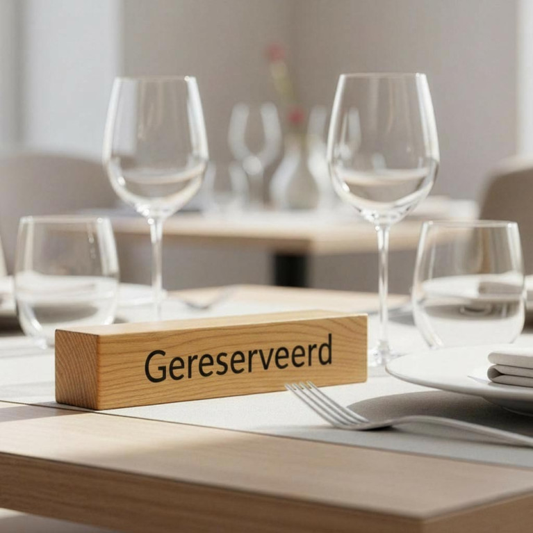 Oacklux Gereserveerd Bordje Eikenhout - Zwarte letters